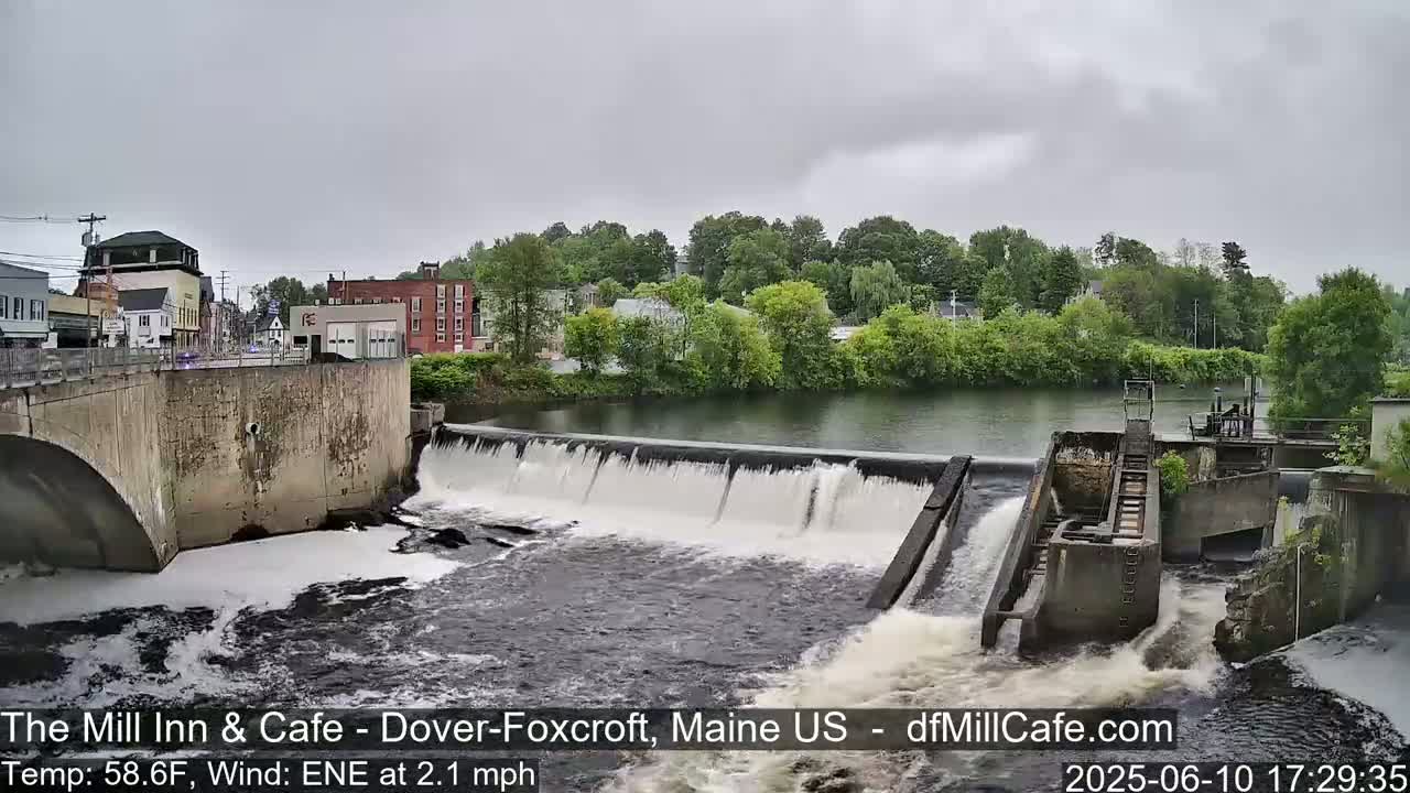 Mayo Mill Dam Live Cam  - Dover-Foxcroft, Maine , USA