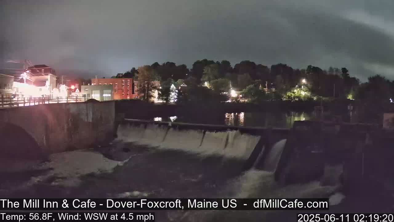 Mayo Mill Dam Live Cam  - Dover-Foxcroft, Maine , USA