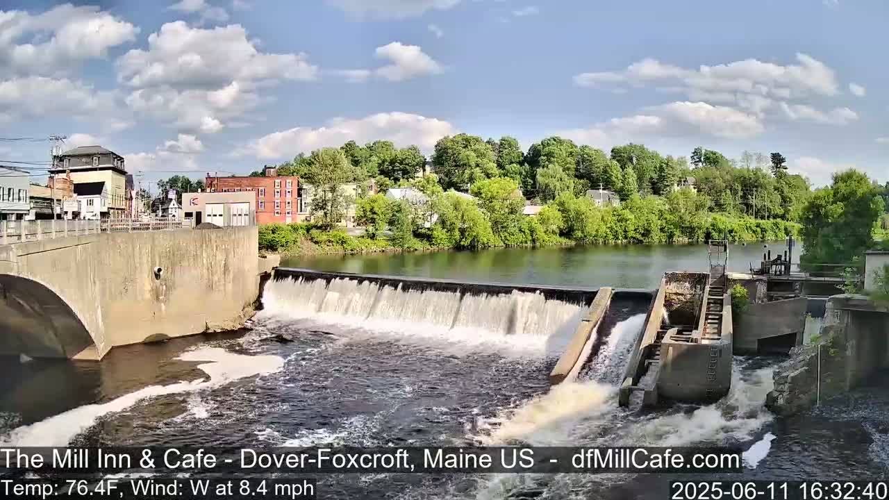 Mayo Mill Dam Live Cam  - Dover-Foxcroft, Maine , USA