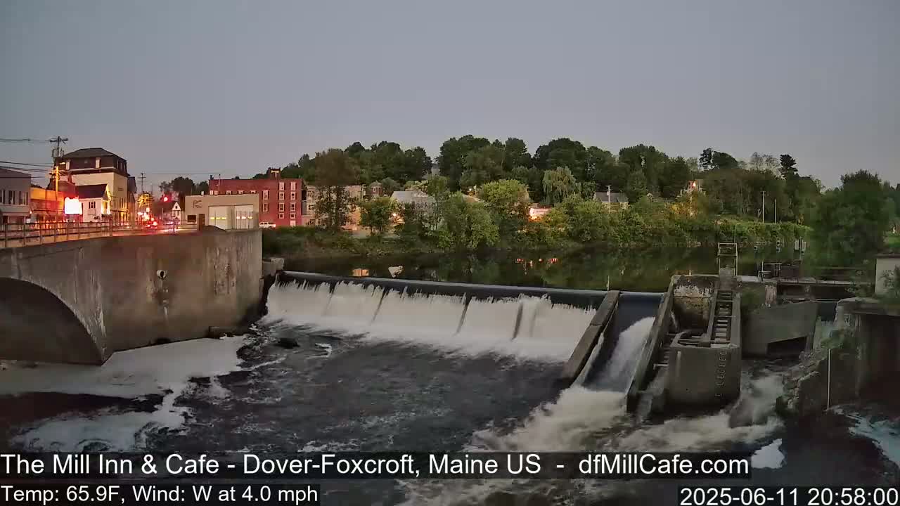 Mayo Mill Dam Live Cam  - Dover-Foxcroft, Maine , USA
