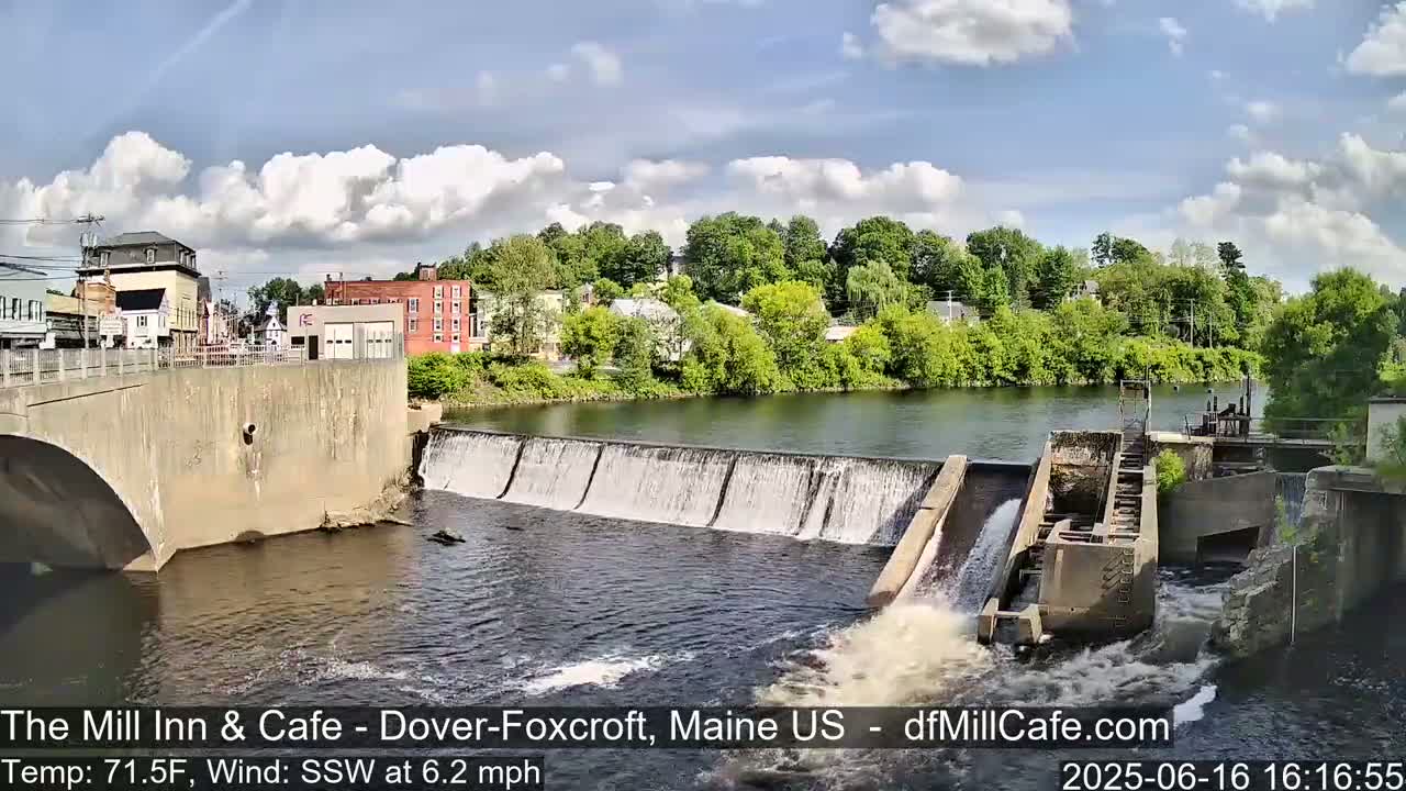 Mayo Mill Dam Live Cam  - Dover-Foxcroft, Maine , USA