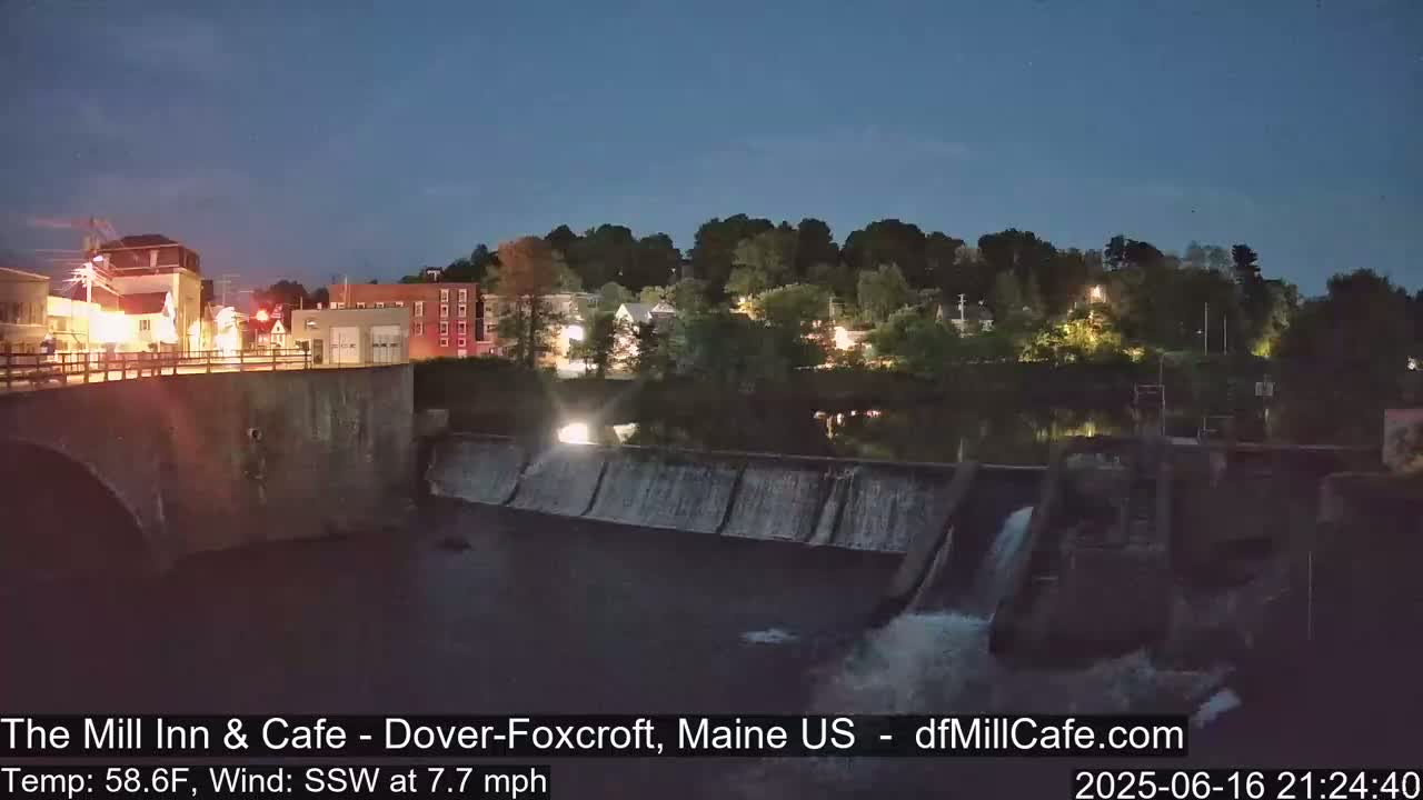 Mayo Mill Dam Live Cam  - Dover-Foxcroft, Maine , USA