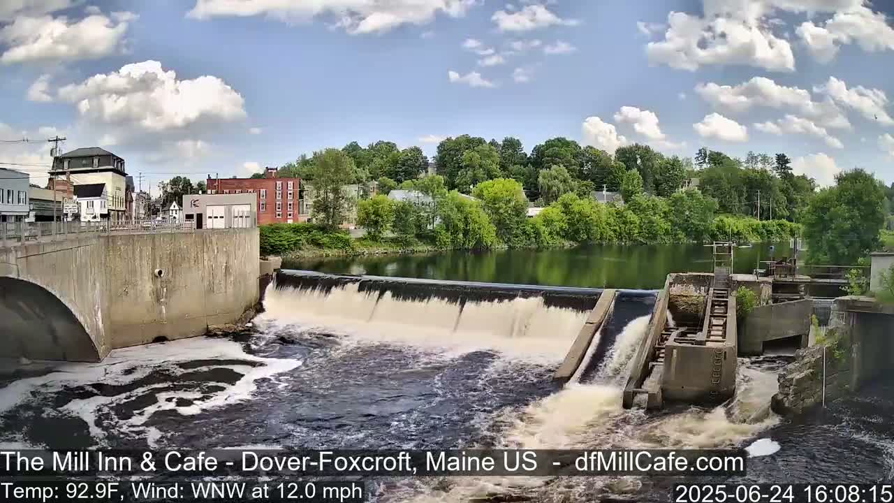 Mayo Mill Dam Live Cam  - Dover-Foxcroft, Maine , USA
