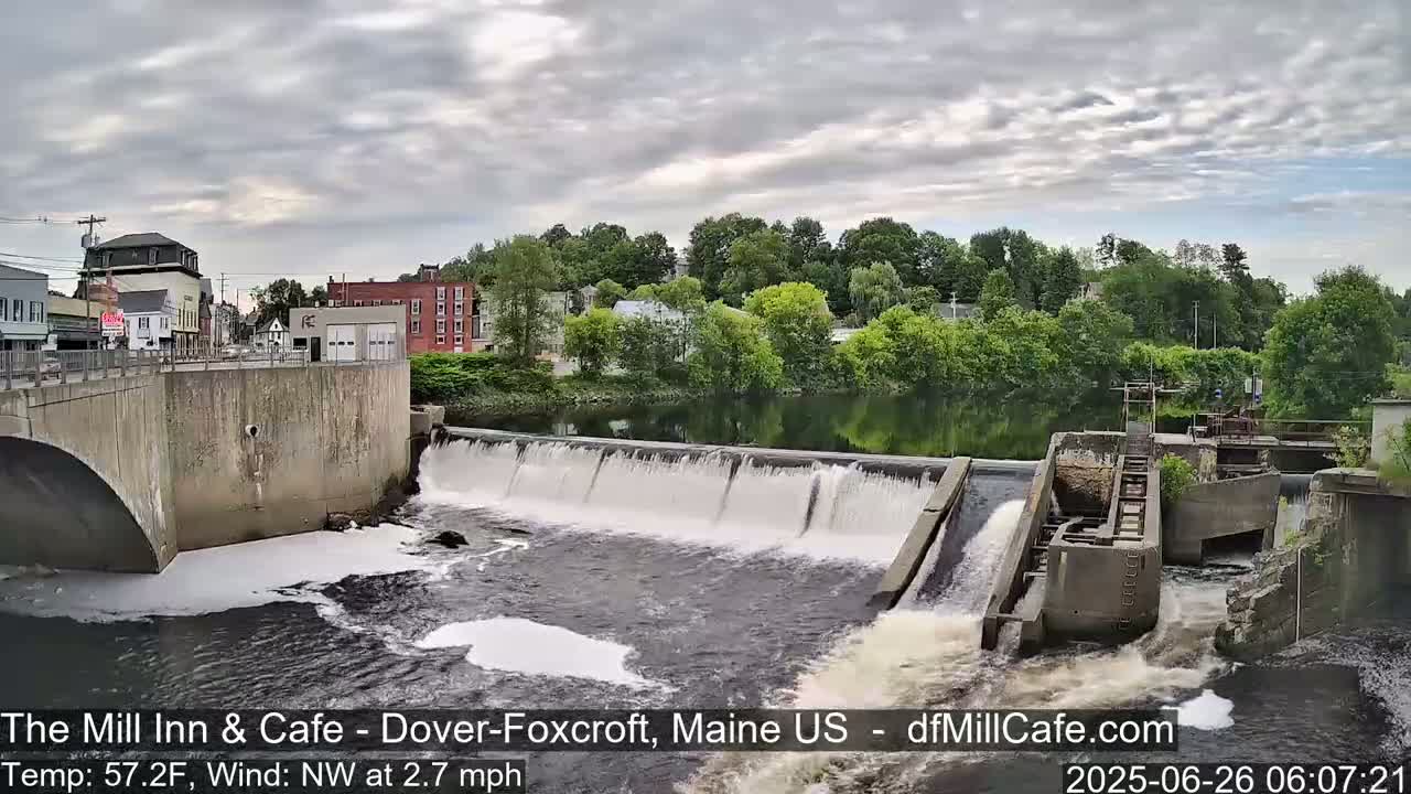 Mayo Mill Dam Live Cam  - Dover-Foxcroft, Maine , USA