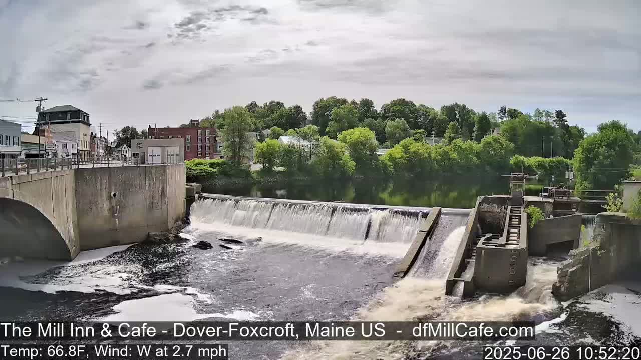 Mayo Mill Dam Live Cam  - Dover-Foxcroft, Maine , USA