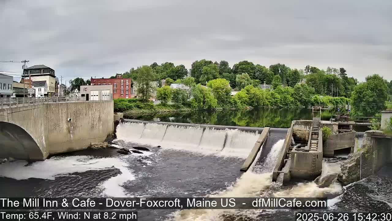 Mayo Mill Dam Live Cam  - Dover-Foxcroft, Maine , USA