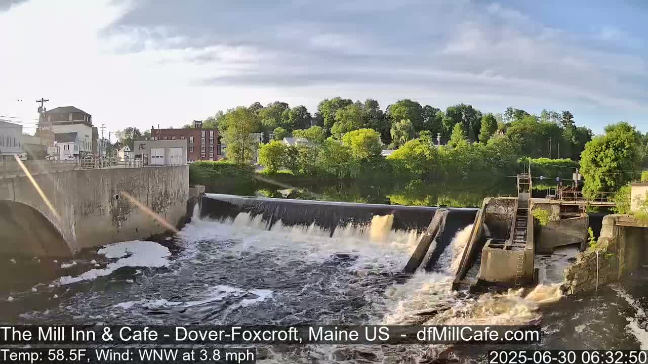 Mayo Mill Dam Live Cam  - Dover-Foxcroft, Maine , USA