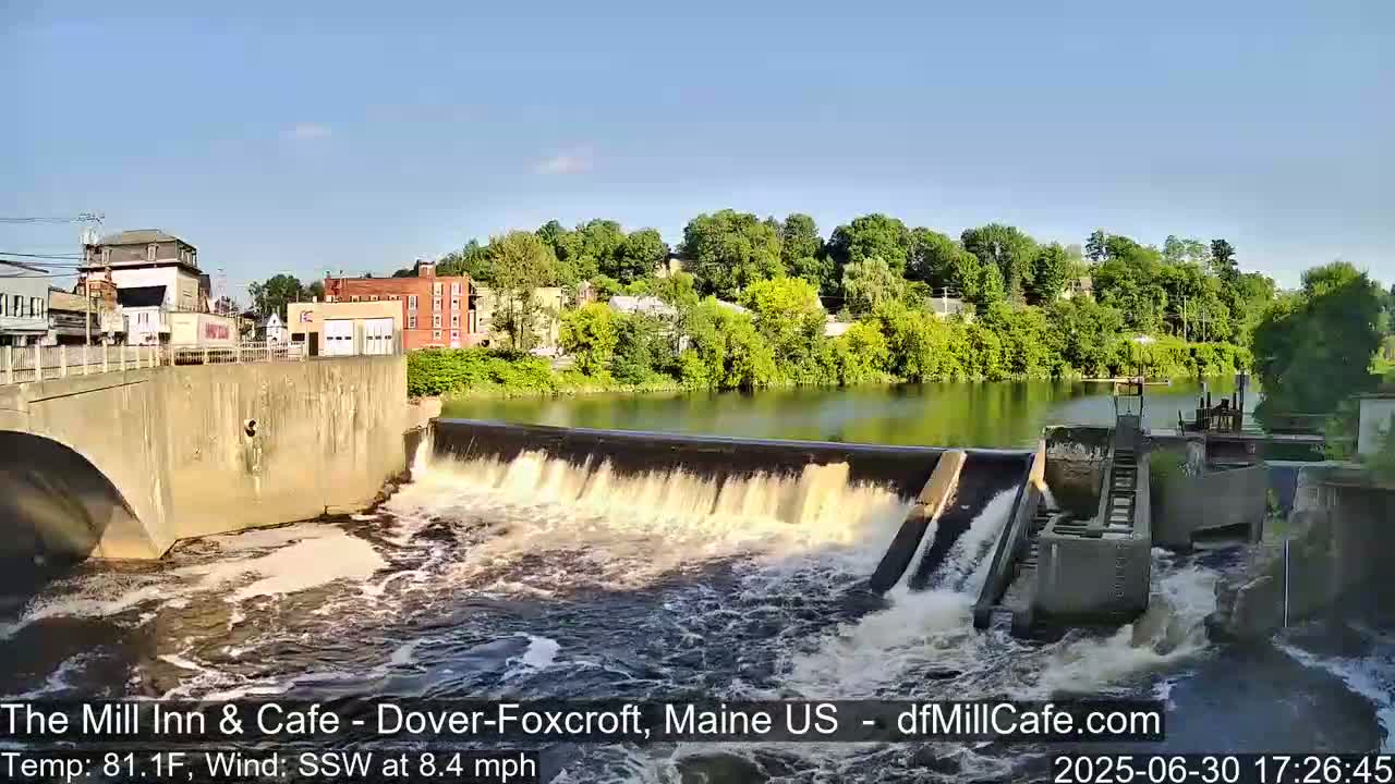 Mayo Mill Dam Live Cam  - Dover-Foxcroft, Maine , USA