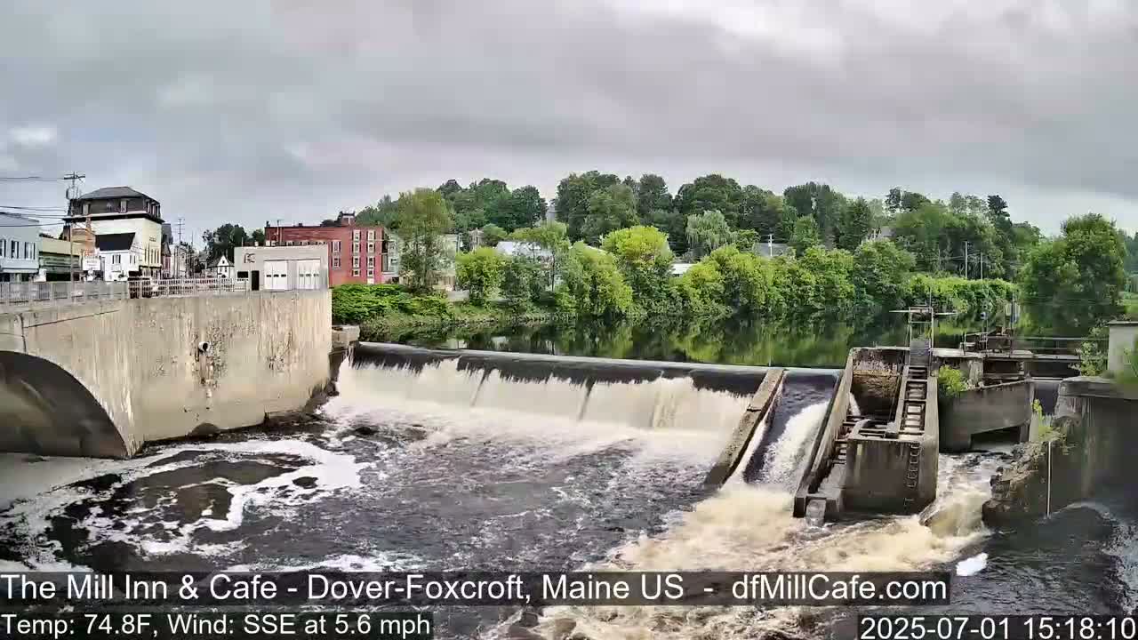 Mayo Mill Dam Live Cam  - Dover-Foxcroft, Maine , USA