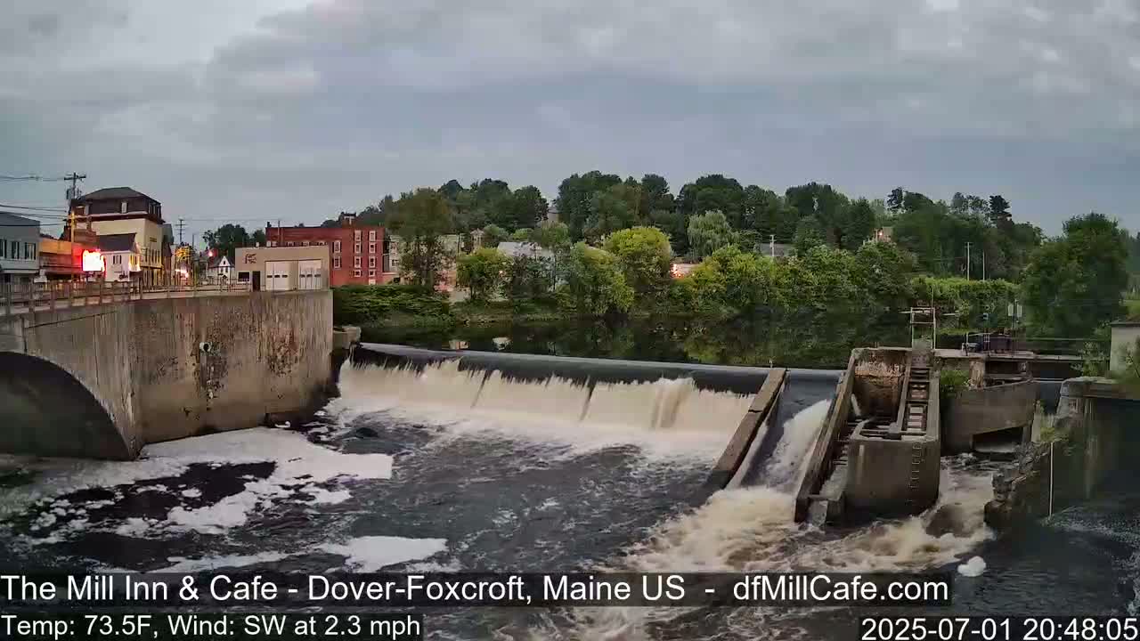 Mayo Mill Dam Live Cam  - Dover-Foxcroft, Maine , USA