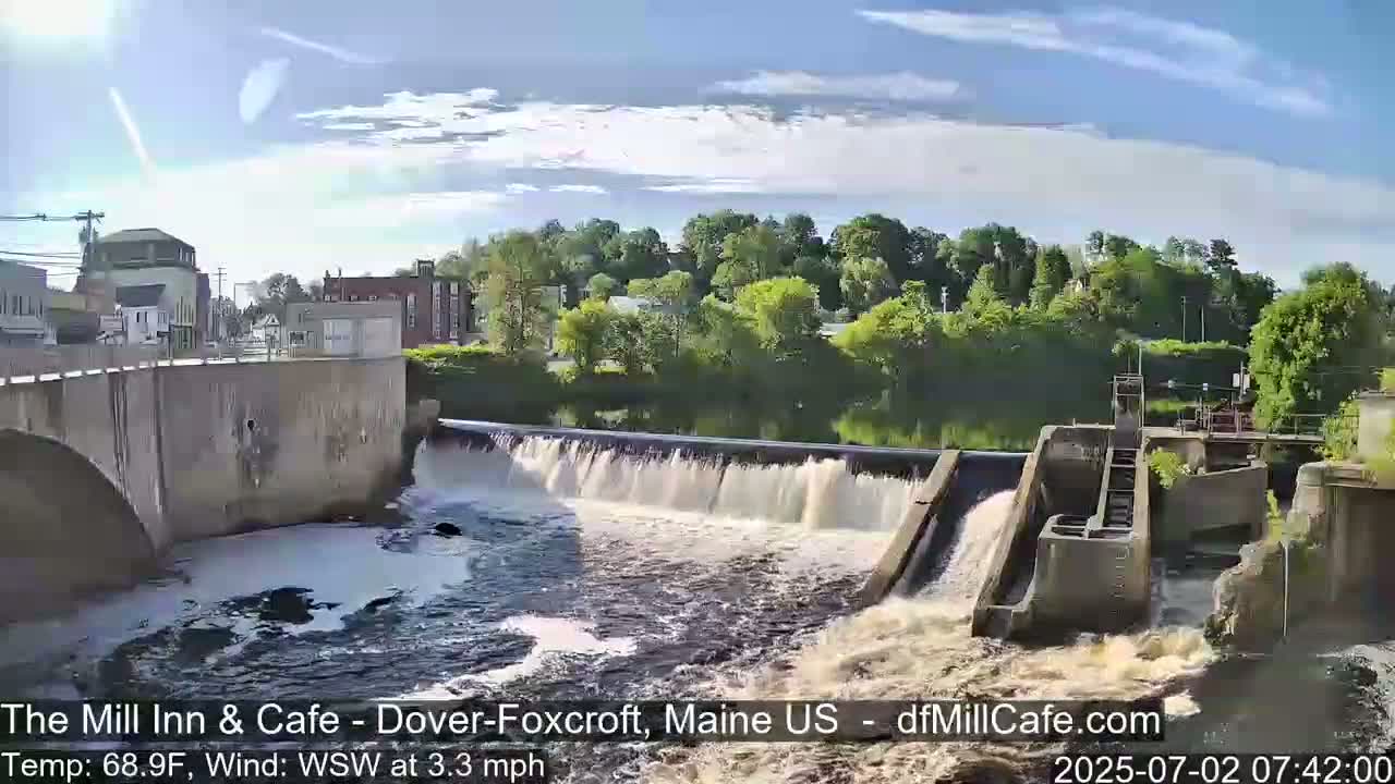 Mayo Mill Dam Live Cam  - Dover-Foxcroft, Maine , USA