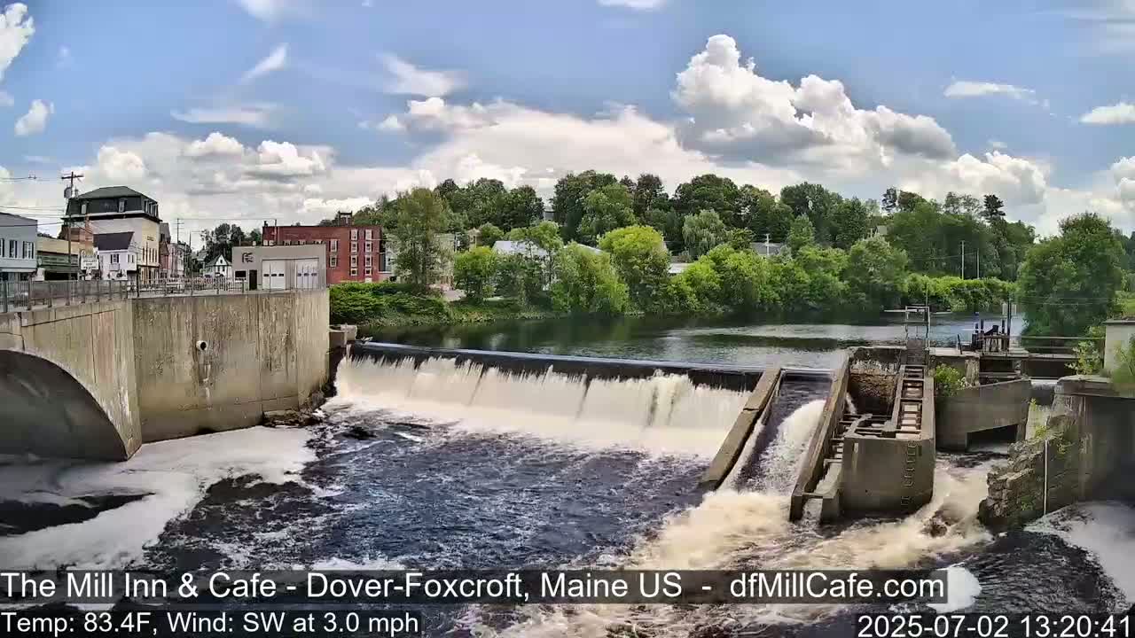 Mayo Mill Dam Live Cam  - Dover-Foxcroft, Maine , USA