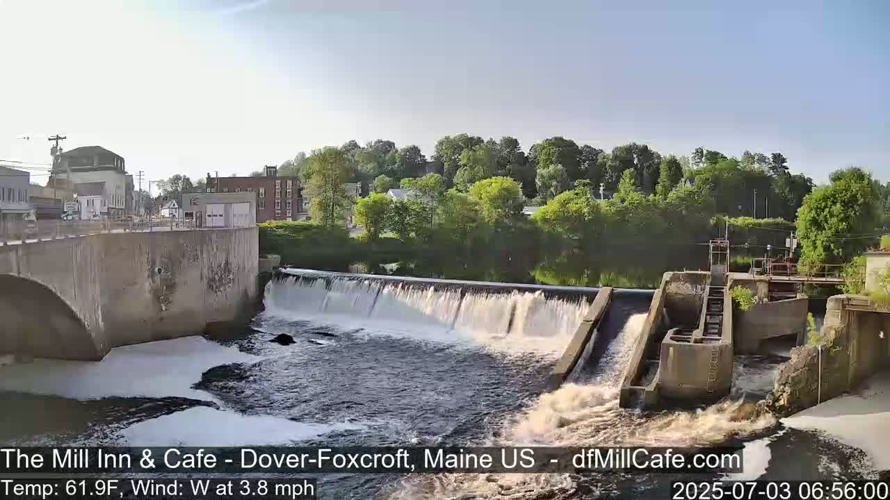 Mayo Mill Dam Live Cam  - Dover-Foxcroft, Maine , USA