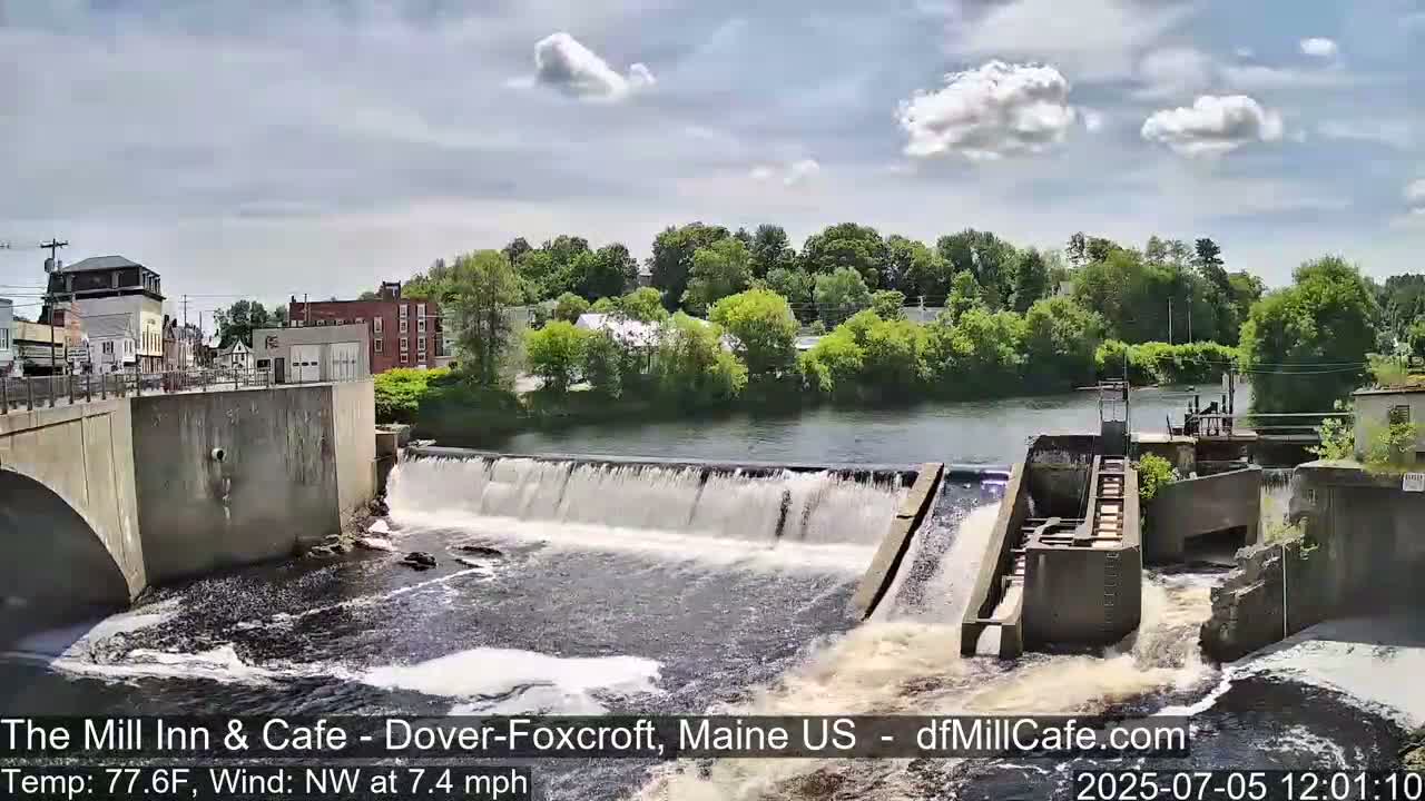 Mayo Mill Dam Live Cam  - Dover-Foxcroft, Maine , USA