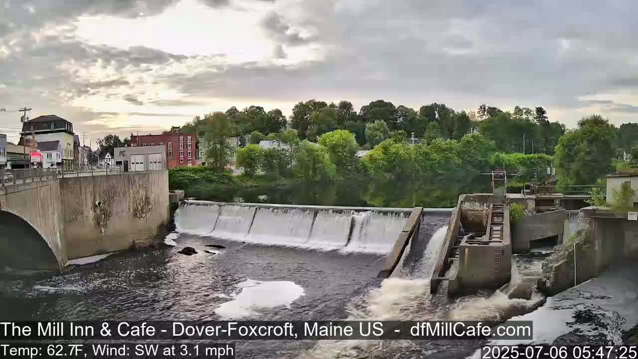 Mayo Mill Dam Live Cam  - Dover-Foxcroft, Maine , USA