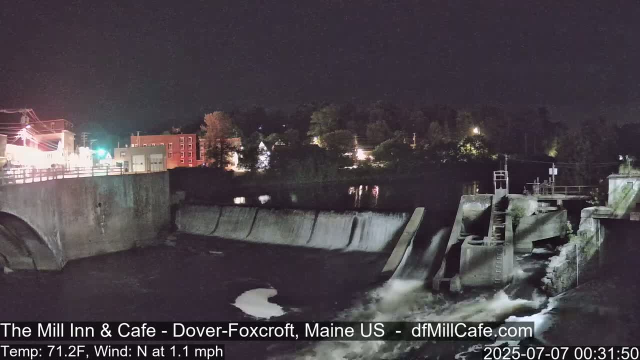 Mayo Mill Dam Live Cam  - Dover-Foxcroft, Maine , USA