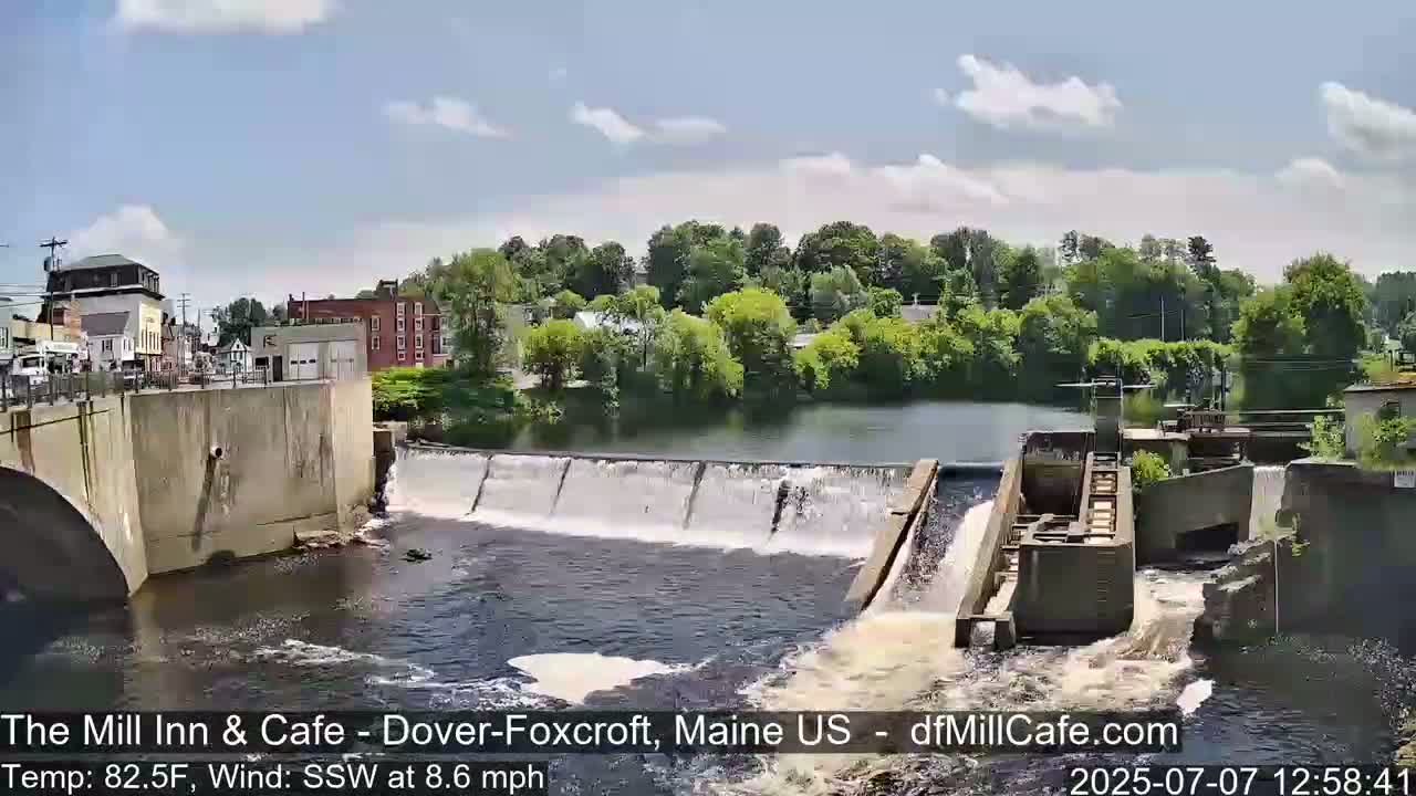 Mayo Mill Dam Live Cam  - Dover-Foxcroft, Maine , USA