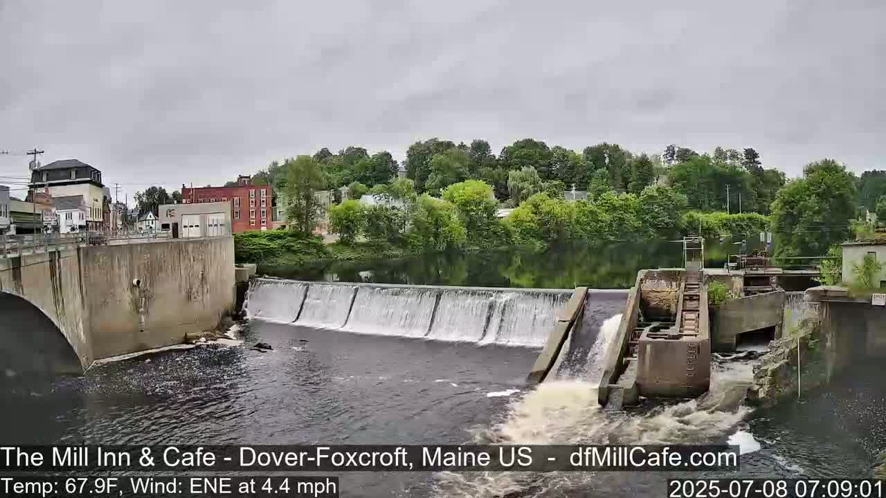Mayo Mill Dam Live Cam  - Dover-Foxcroft, Maine , USA