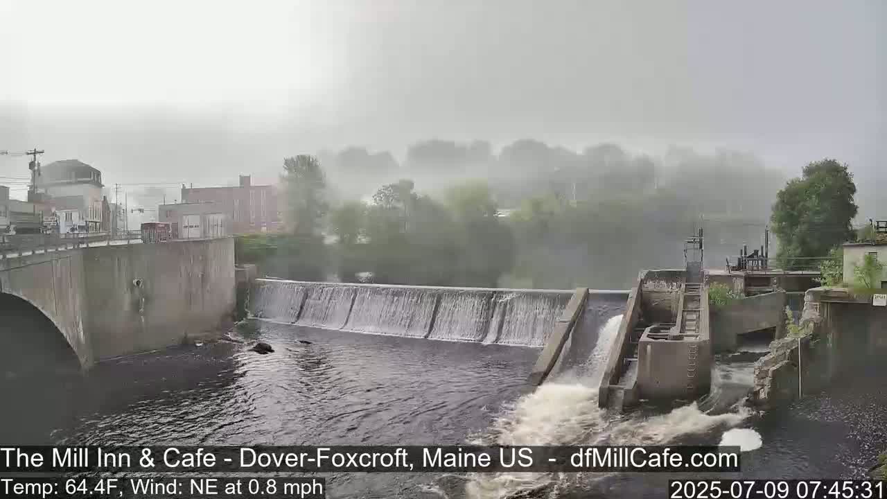 Mayo Mill Dam Live Cam  - Dover-Foxcroft, Maine , USA