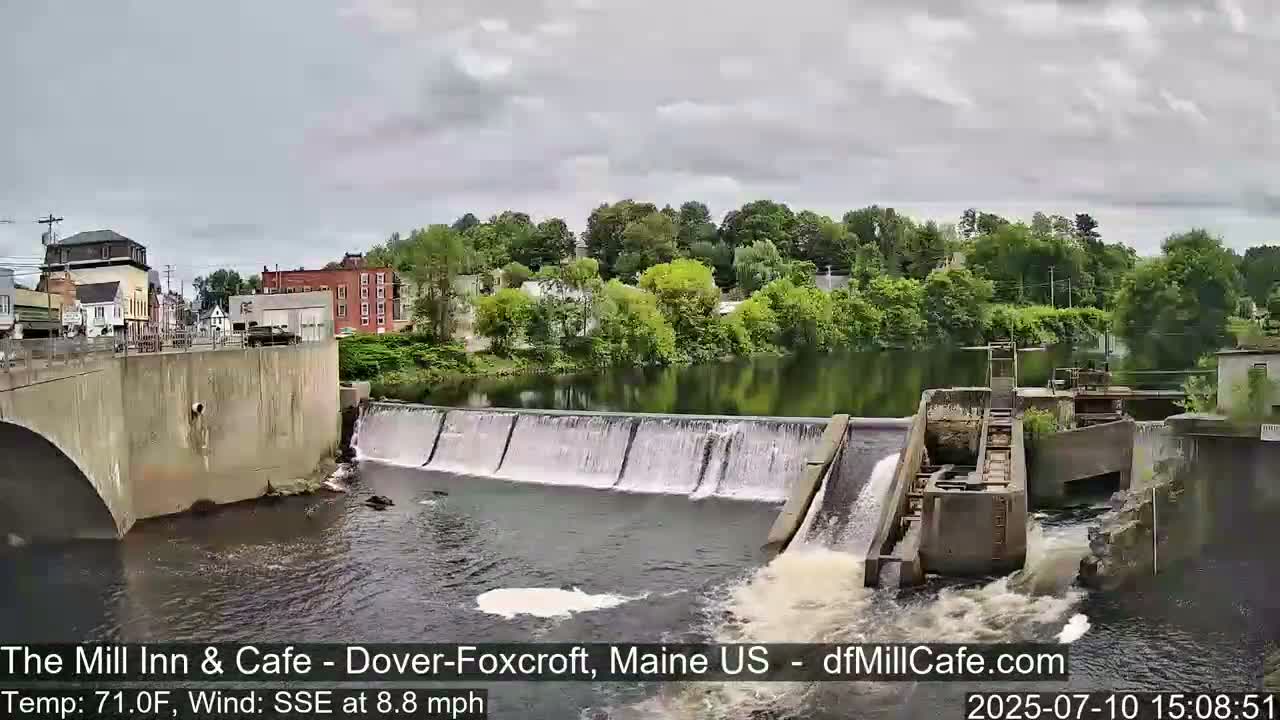 Mayo Mill Dam Live Cam  - Dover-Foxcroft, Maine , USA