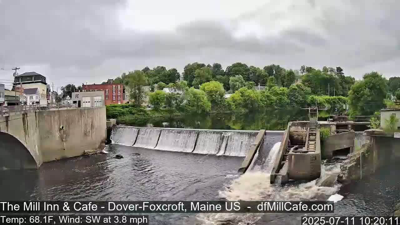 Mayo Mill Dam Live Cam  - Dover-Foxcroft, Maine , USA