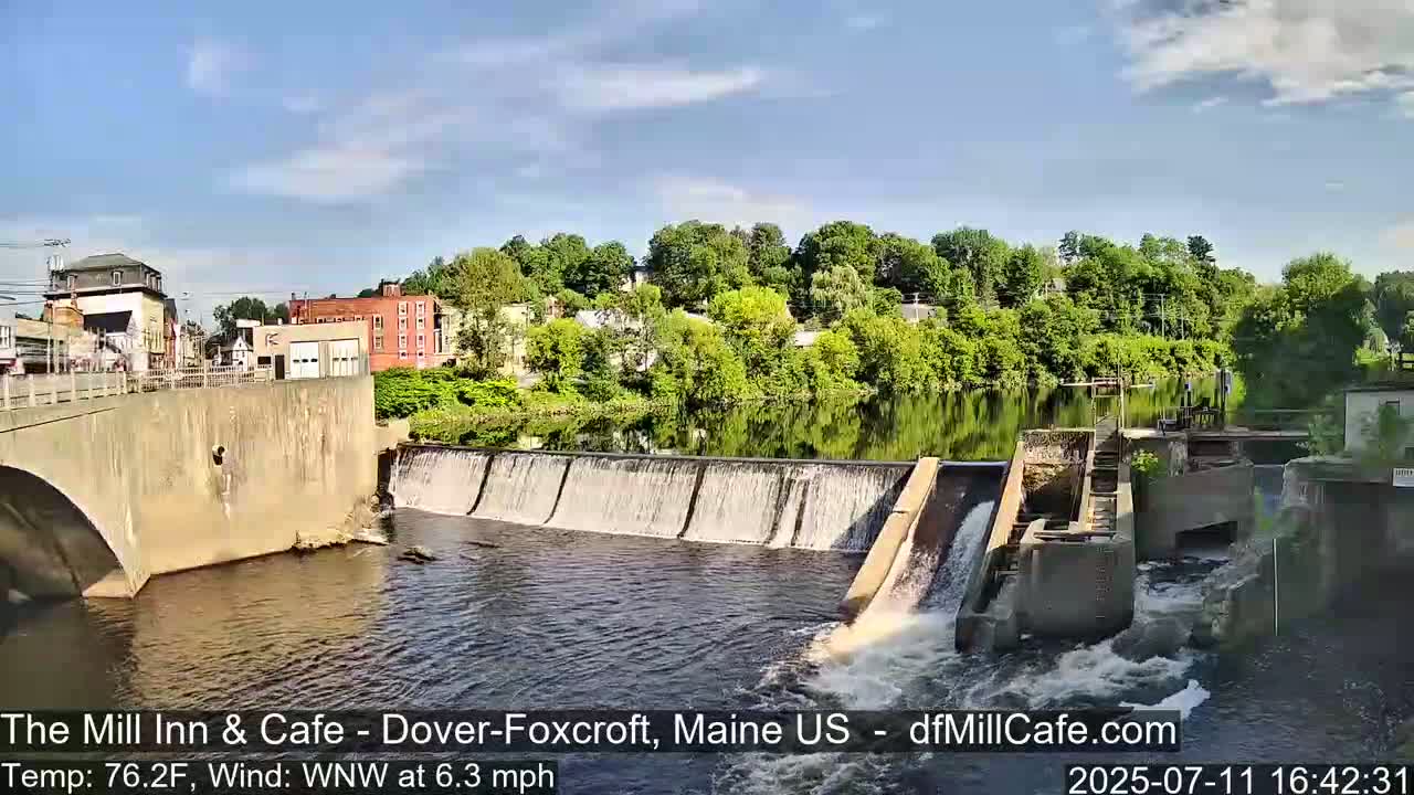 Mayo Mill Dam Live Cam  - Dover-Foxcroft, Maine , USA