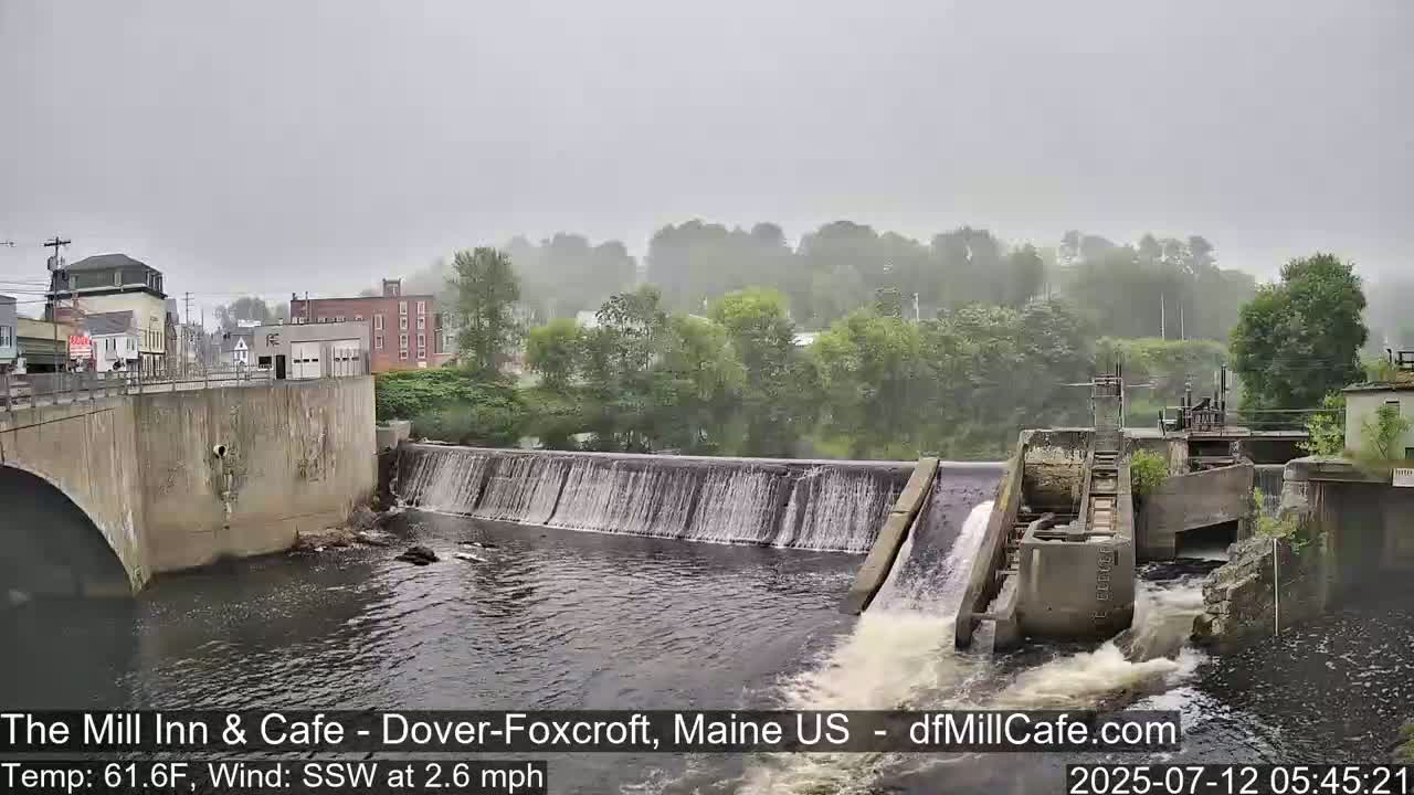 Mayo Mill Dam Live Cam  - Dover-Foxcroft, Maine , USA