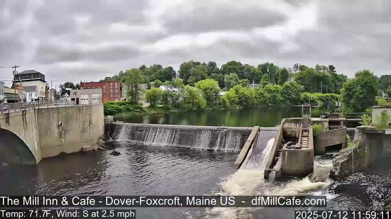 Mayo Mill Dam Live Cam  - Dover-Foxcroft, Maine , USA