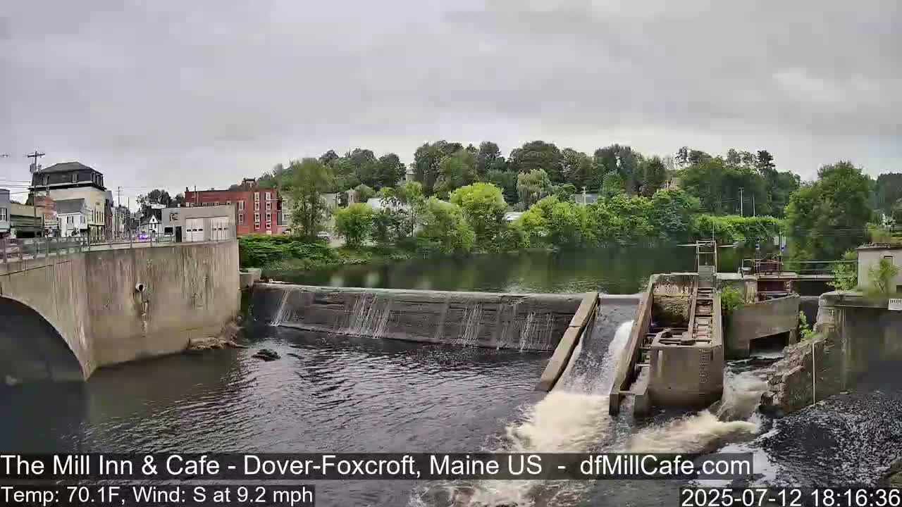 Mayo Mill Dam Live Cam  - Dover-Foxcroft, Maine , USA