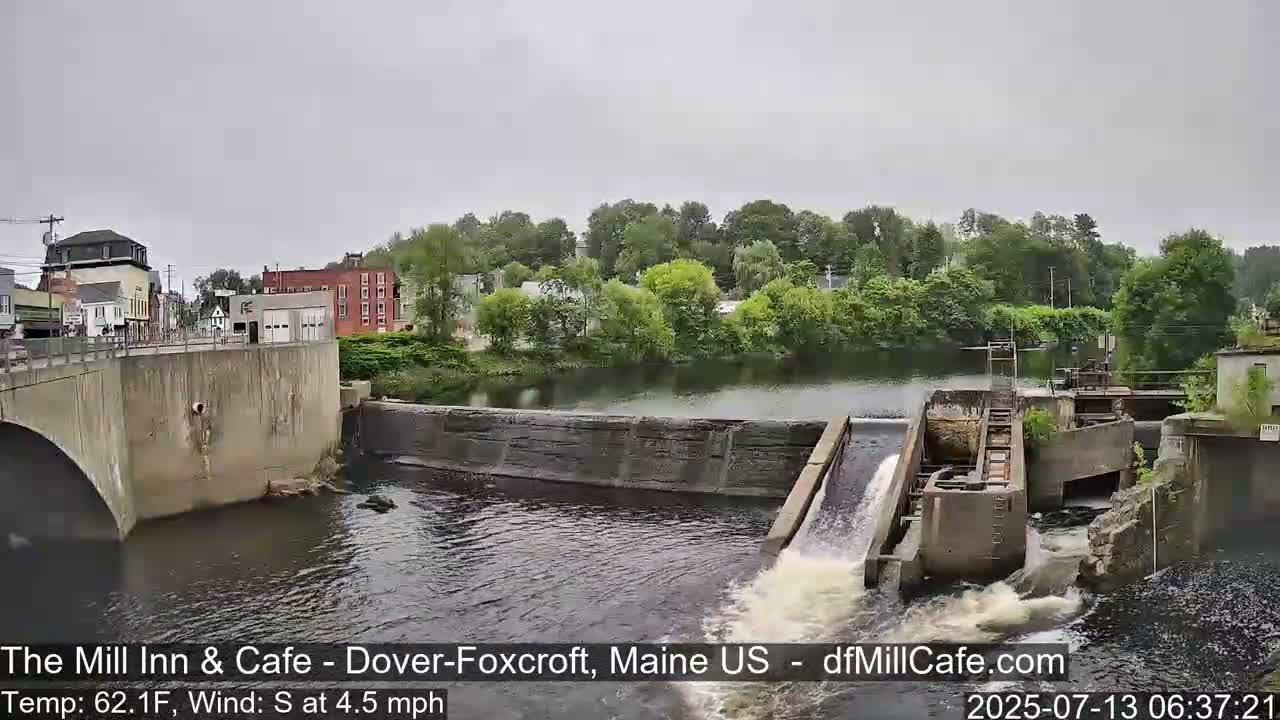 Mayo Mill Dam Live Cam  - Dover-Foxcroft, Maine , USA