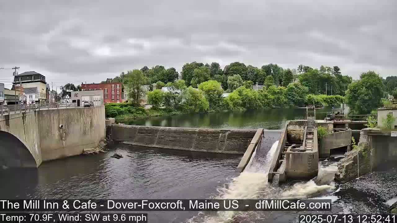 Mayo Mill Dam Live Cam  - Dover-Foxcroft, Maine , USA