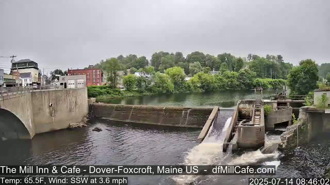 Mayo Mill Dam Live Cam  - Dover-Foxcroft, Maine , USA