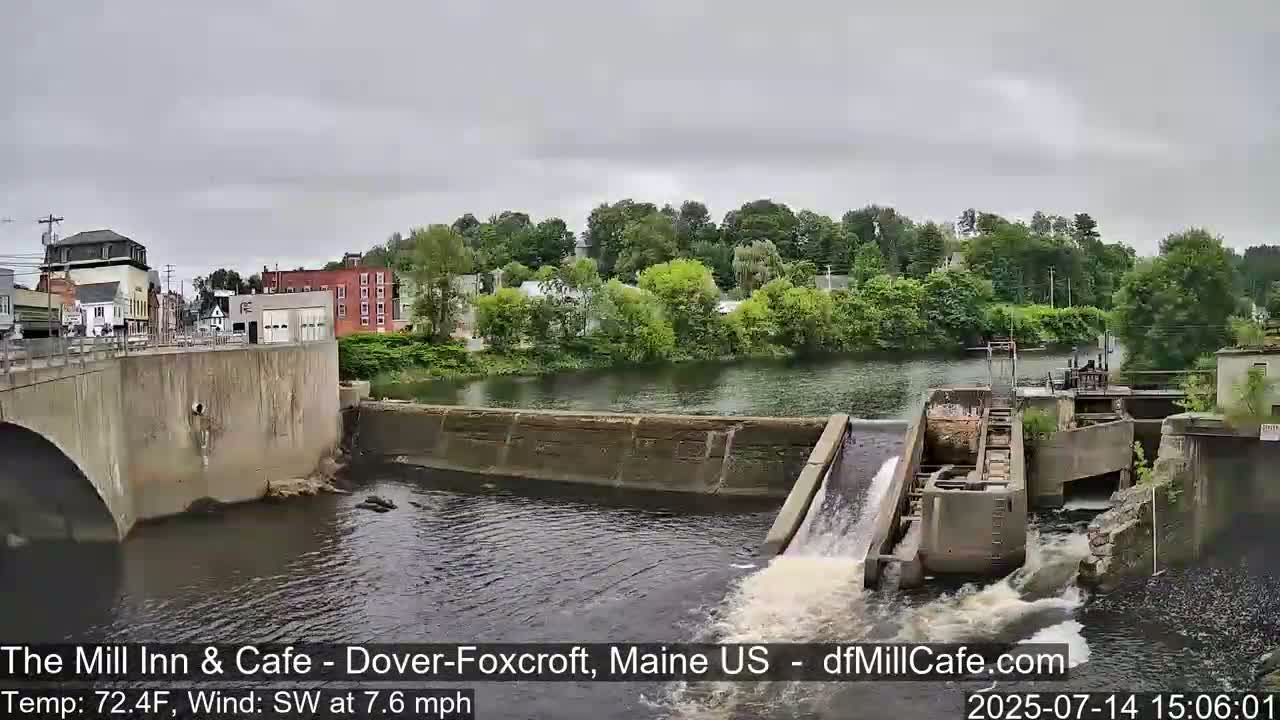 Mayo Mill Dam Live Cam  - Dover-Foxcroft, Maine , USA