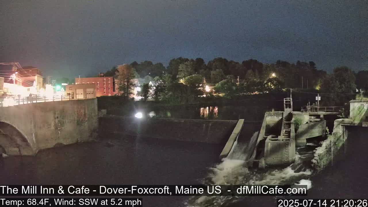 Mayo Mill Dam Live Cam  - Dover-Foxcroft, Maine , USA