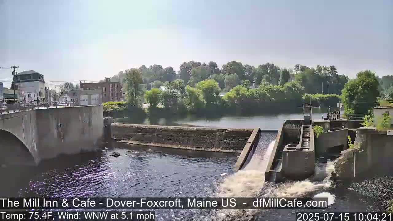 Mayo Mill Dam Live Cam  - Dover-Foxcroft, Maine , USA