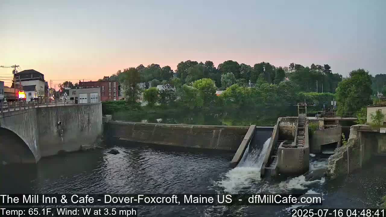 Mayo Mill Dam Live Cam  - Dover-Foxcroft, Maine , USA