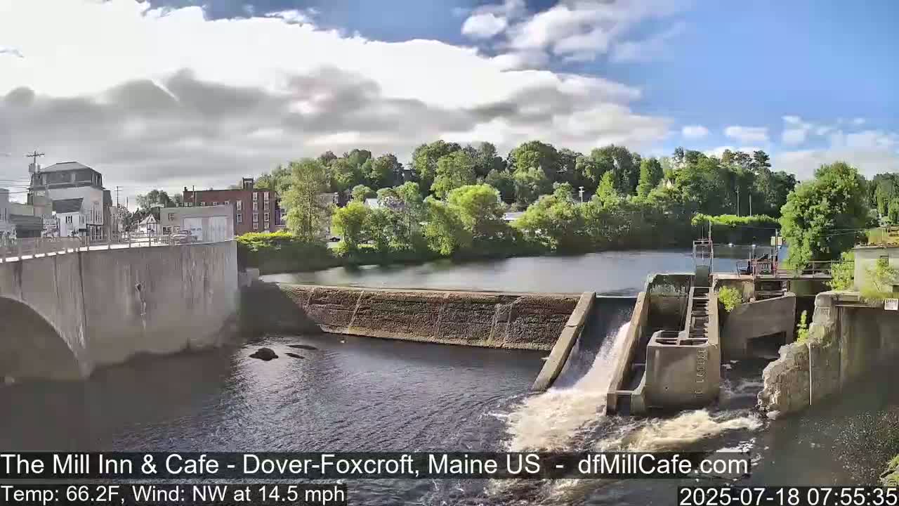 Mayo Mill Dam Live Cam  - Dover-Foxcroft, Maine , USA
