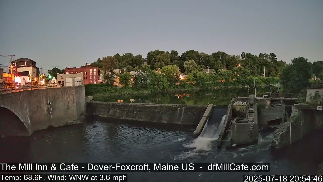 Mayo Mill Dam Live Cam  - Dover-Foxcroft, Maine , USA