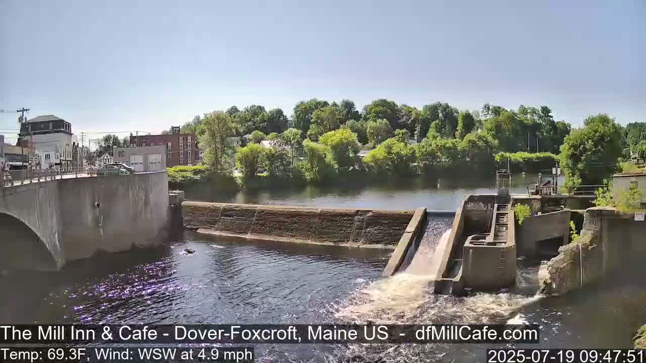Mayo Mill Dam Live Cam  - Dover-Foxcroft, Maine , USA
