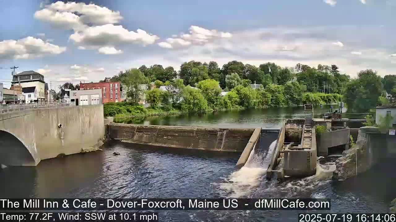 Mayo Mill Dam Live Cam  - Dover-Foxcroft, Maine , USA