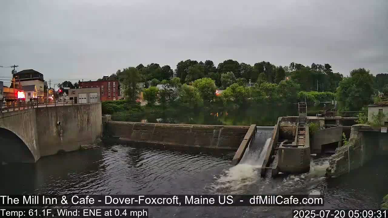 Mayo Mill Dam Live Cam  - Dover-Foxcroft, Maine , USA