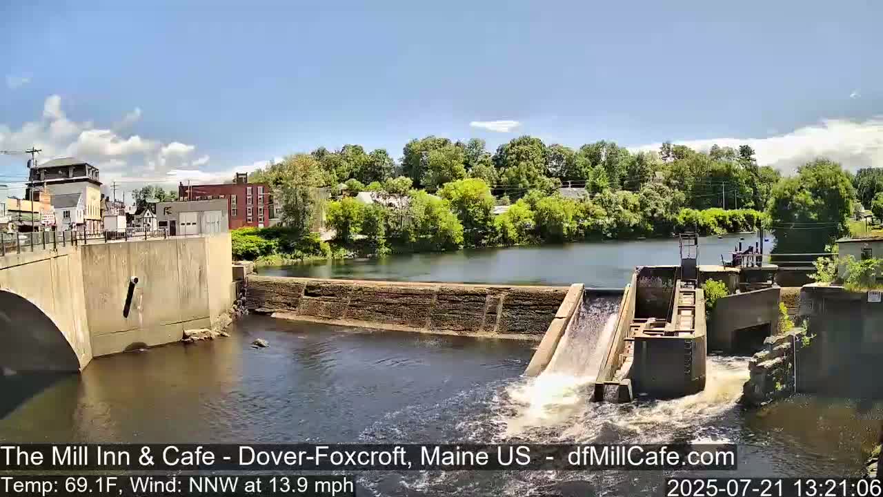 Mayo Mill Dam Live Cam  - Dover-Foxcroft, Maine , USA