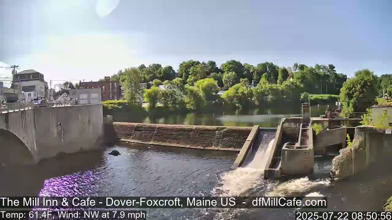 Mayo Mill Dam Live Cam  - Dover-Foxcroft, Maine , USA