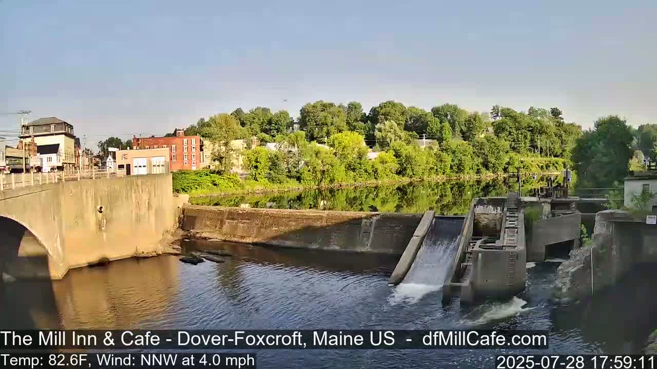 Mayo Mill Dam Live Cam  - Dover-Foxcroft, Maine , USA