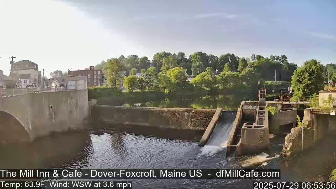Mayo Mill Dam Live Cam  - Dover-Foxcroft, Maine , USA