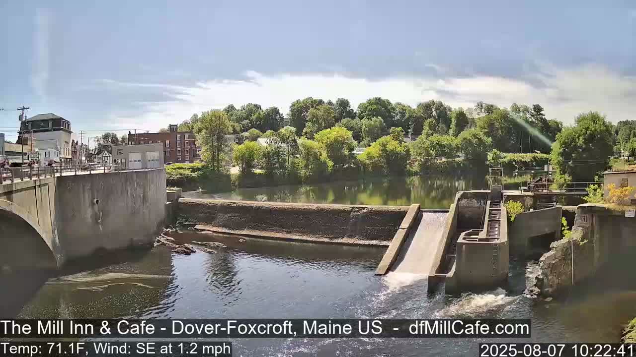 Mayo Mill Dam Live Cam  - Dover-Foxcroft, Maine , USA