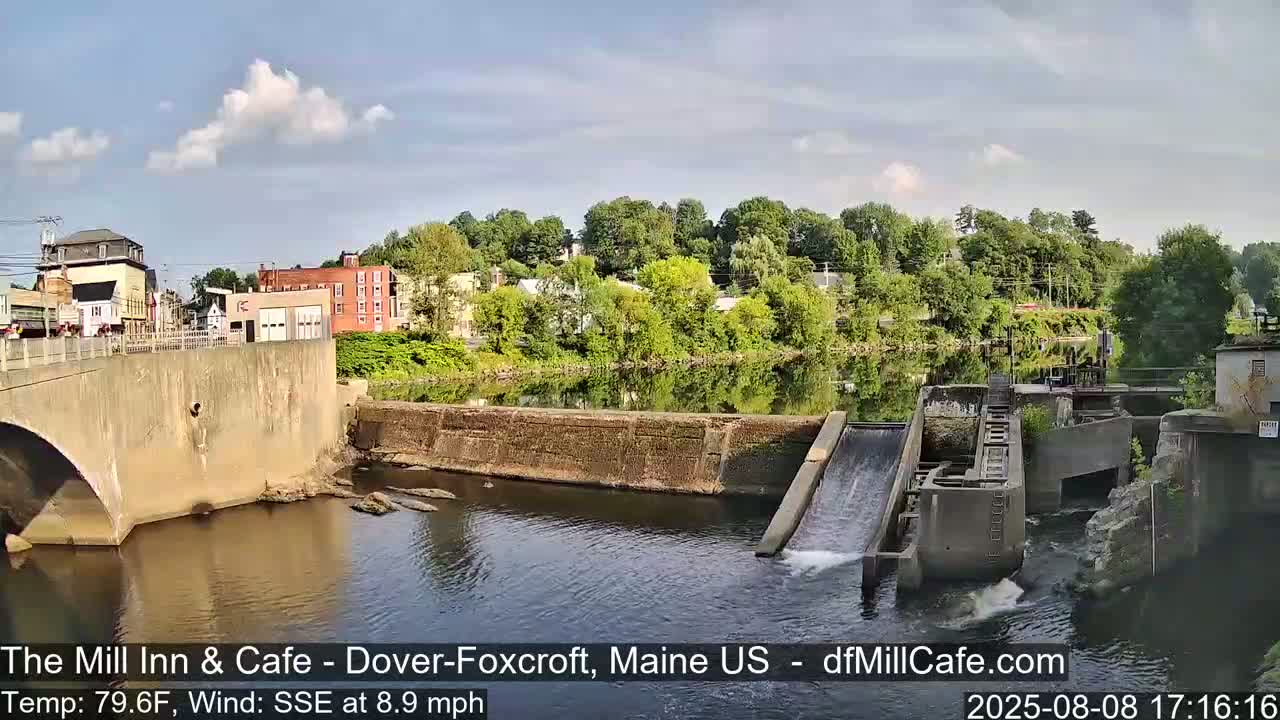 Mayo Mill Dam Live Cam  - Dover-Foxcroft, Maine , USA