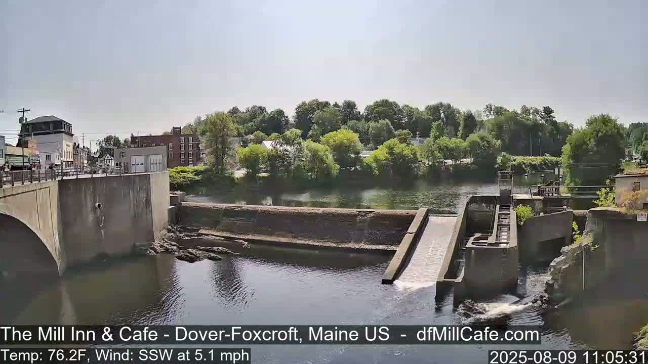 Mayo Mill Dam Live Cam  - Dover-Foxcroft, Maine , USA