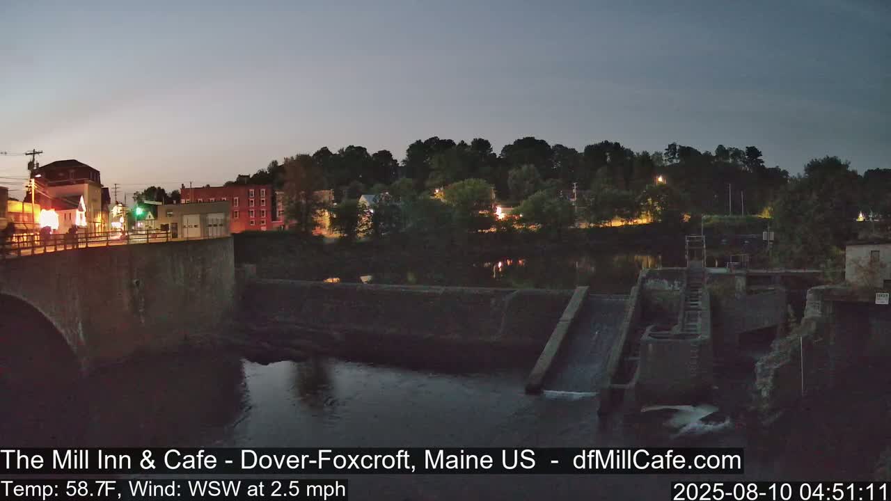 Mayo Mill Dam Live Cam  - Dover-Foxcroft, Maine , USA
