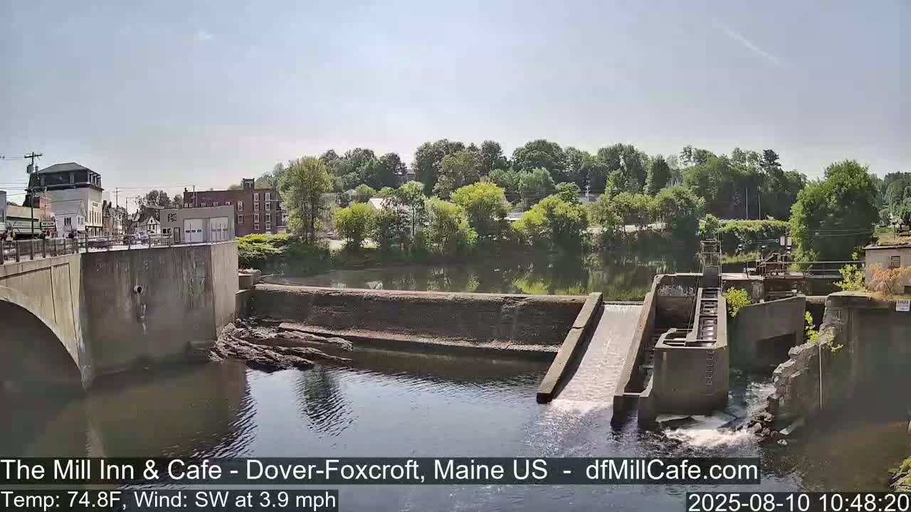 Mayo Mill Dam Live Cam  - Dover-Foxcroft, Maine , USA